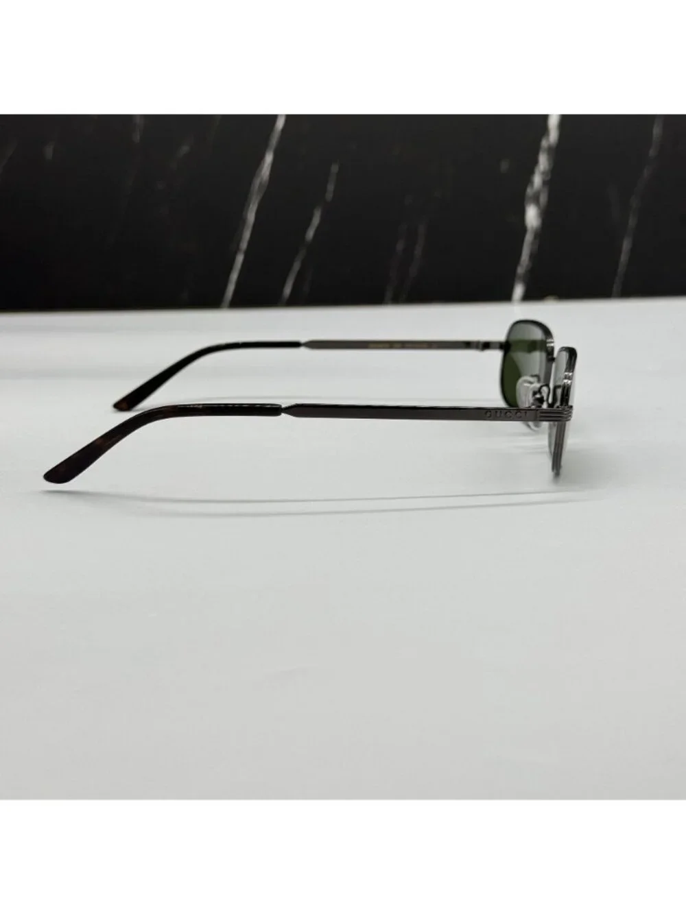 New Gucci GG1457S 003 Gray Green Square Metal Sunglasses